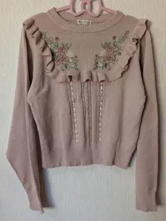 axes femme フリル刺繍ニット 長袖
