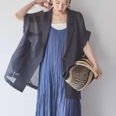 美品 ドゥアルシーヴ メッシュフレンチスリーブジャケット ベージュ 
