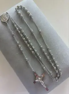 【新品未使用】シルバー　ロザリオネックレス　十字架　クロス