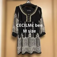 CECI McBEE ブラック刺繍チュニック 五分袖