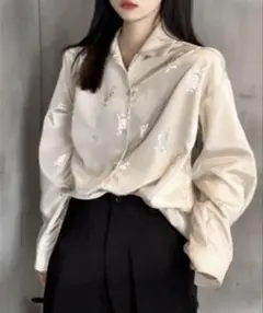 【dream garden】ベージュ長袖シャツ　【ベージュ】