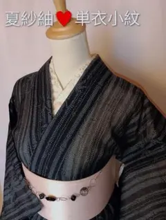❤️❤️❤️うさうさ847◇趣味の着物集い◇夏用 洗える 駒絽小紋 黒地