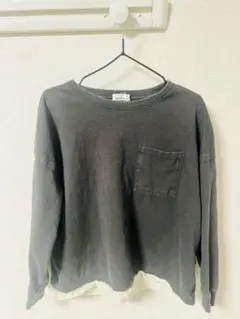 PAIR グレー 長袖カットソー ポケット付き