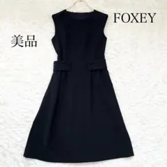 美品✨️ フォクシー ノースリーブワンピース ベルト ブラック 40