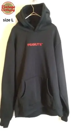 PEANUTS赤ロゴMEMORIESバックプリントパーカーLフード付き黒Lサイズのサムネイル
