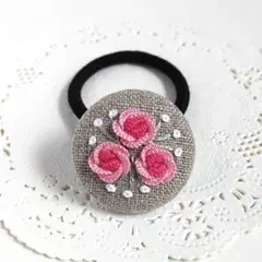 【No.201】 刺繍ヘアゴム ハンドメイド