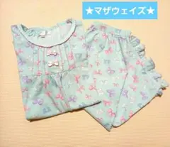 美品★マザウェイズ★おリボン柄パジャマ★130 ブルー