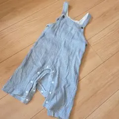 キムラタン ストライプ オーバーオール ロンパース