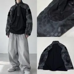 00s 迷彩 スネークスキン ハーフジップ リップストップ 異素材切替 Tech