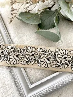 インド刺繍リボン【I布地イエロー】