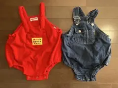 ミキハウス 赤オーバーオール&デニムオーバーオール　だるまオール
