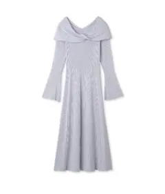 フレイアイディー　ドレープネックリブニットワンピース　ベージュ