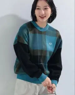 Fred Perry チェック柄 長袖ニットセーター