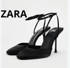ZARA アンクルストラップファブリック・ヒールパンプス新品未使用のサムネイル
