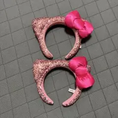 ユニバ サンリオ キティ ピンク スパンコール カチューシャ リボン セット