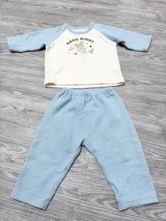 西松屋　パジャマ　くま　水色　暖か素材