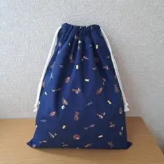 ハンドメイド　体操着袋　体操服袋　給食着袋　お着替え袋　巾着袋　宇宙柄