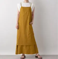 ローリズファーム　マスタード キャミソール ロングワンピース