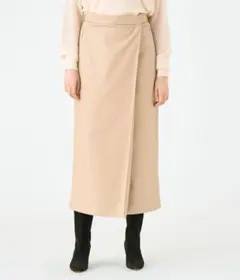 トゥモローランド レザーライククロス ラップマキシスカート 36 ライトベージュ