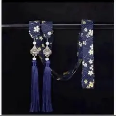 ✧︎数量限定SALE✧︎中国土産物シリーズ 宮女のお守り漢服リボン⑥小花紺