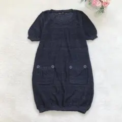 ルージュディアマン ニットワンピース 半袖 ラメ シンプル カジュアル 定番