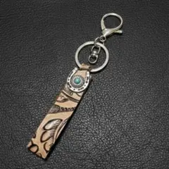 レザー キーホルダー キーリング ナスカン ターコイズ ブラック 黒 アメカジ