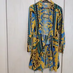 ★古着★王様のガウン　INTEMPO バロック柄 長袖シャツ M