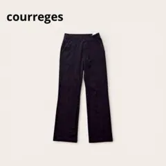 クレージュ テーパードパンツ チノパン ストレート ロゴ刺繍 ストレッチ 黒