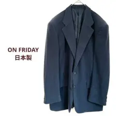 ON FRIDAY コーデュロイ風　テーラードジャケット　日本製　紺色　大きめ