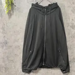 H&M フードパーカー　裏フリース　ジャージ　フルジップ　ブラック　スポーツ