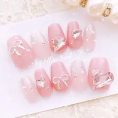 ネイルチップ ちゅるん フレンチガーリー ワンホン 量産型 韓国 ラメグラ