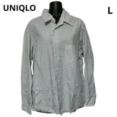 UNIQLO U ストライプシャツ Lサイズ長袖　メンズライトグレー