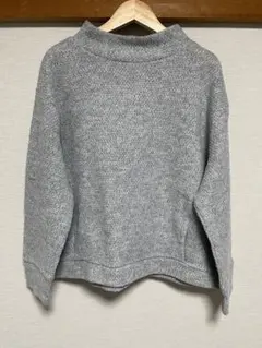 【美品】グレー ハイネック ニットセーター 長袖
