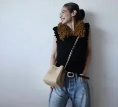 Ch!iiibag シュリンクレザーワイドベルトショルダーバッグ ブラウン