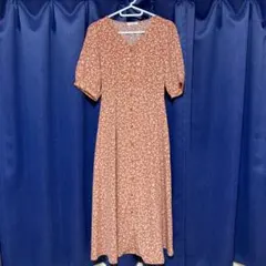 ハニーズ 花柄 ロングワンピース オレンジ S