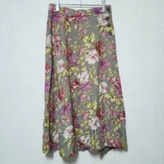 【Aylesbury】（M）花柄ラップ風フレアスカート/ヴィンテージ感/上品のサムネイル