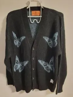 蝶模様 ブラック　ニットカーディガン　新品