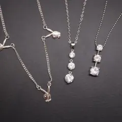 シルバー925 ストーン ネックレス ３本セット プレイボーイ ★444