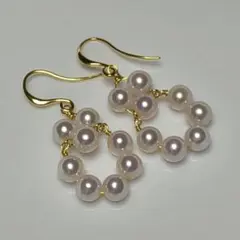 淡水パールのデザインフックピアス