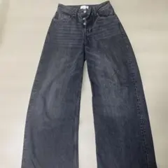 H&M ワイドレッグ デニムパンツ ブラック