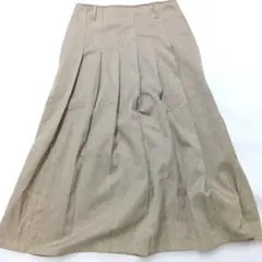 ベージュ プリーツロングスカート