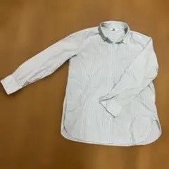 UNIQLO 水色と白のストライプ 長袖シャツ M