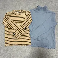 ストライプとブルーの長袖カットソー2点セット