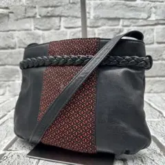 印傳屋 リボン ショルダーバッグ 鹿革 甲州印伝 和柄 レザー 上品