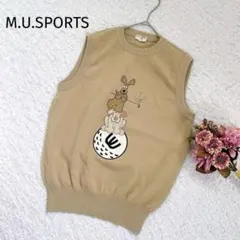 M.U SPORTSエムユースポーツ】レディースゴルフベスト　ベージュ　毛混　L