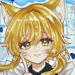 猫耳 ツインテール 手描きオリジナルイラスト コピック 色紙 アナログ