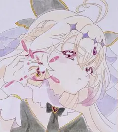 手描きイラスト キュアアルカナ・シャドウ 色紙 ファンアート - メルカリ
