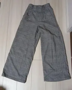 チェック柄ワイドパンツ (S) 57-59