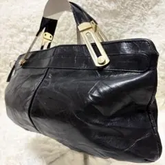 クラッチバッグ ハンドバック　ゴールド金具　黒