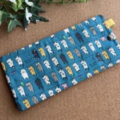 ハンドメイド　ボックスサイズティッシュ　携帯ケース　⌘ 洗濯猫さん　ブルーのサムネイル